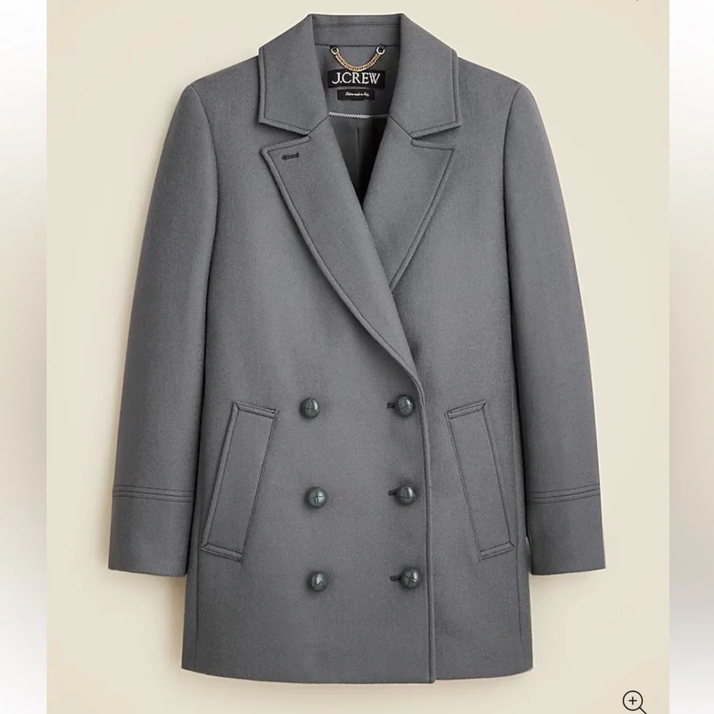 J.Crew Classic Grey Peacoat in Italian Wool Blend - Picture 2 of 11